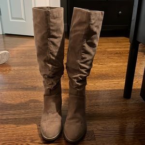 Target Tan Suede Heeled Boots, Size 9